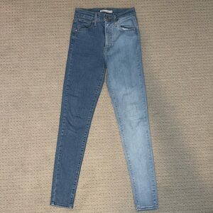 RARE Levi's Mile High Two Toned Super Skinny Jeans Blue Denim 26 Waist Length 30